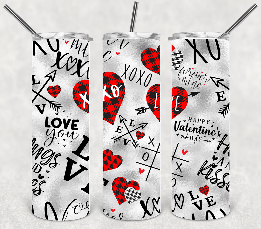 Valentine's Tumbler, Heart Tumbler, Love Tumbler, 20 oz Tumbler