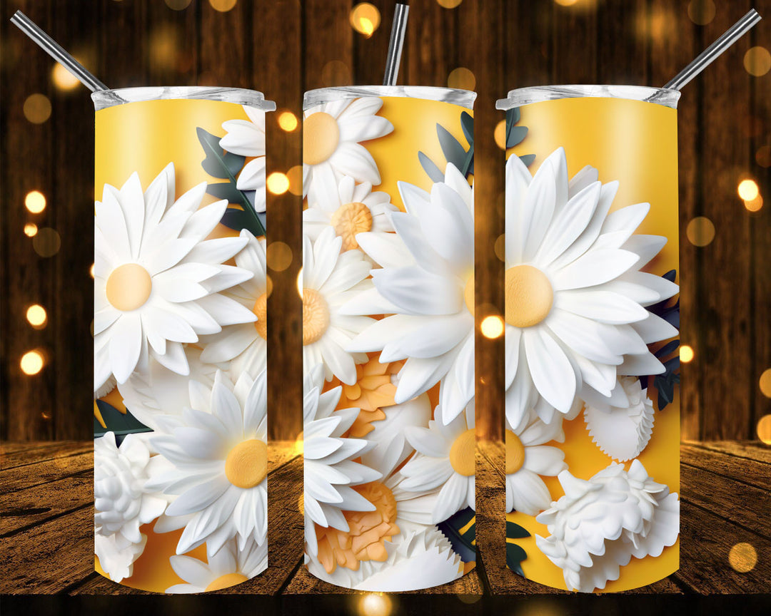 3D Vibrant Flower Tumbler, 3D Flower Tumbler, 3D Tumbler, 20 oz Skinny Tumbler
