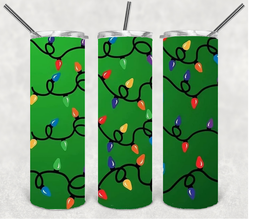 Christmas Lights, Christmas Tumbler, 20 oz Skinny Tumblers