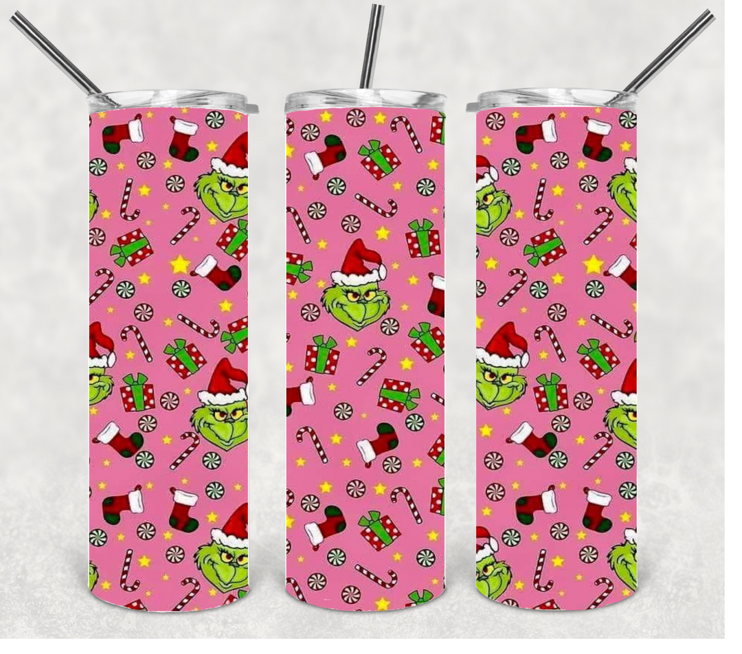Christmas Green Guy Tumbler, 20 oz Skinny Tumblers