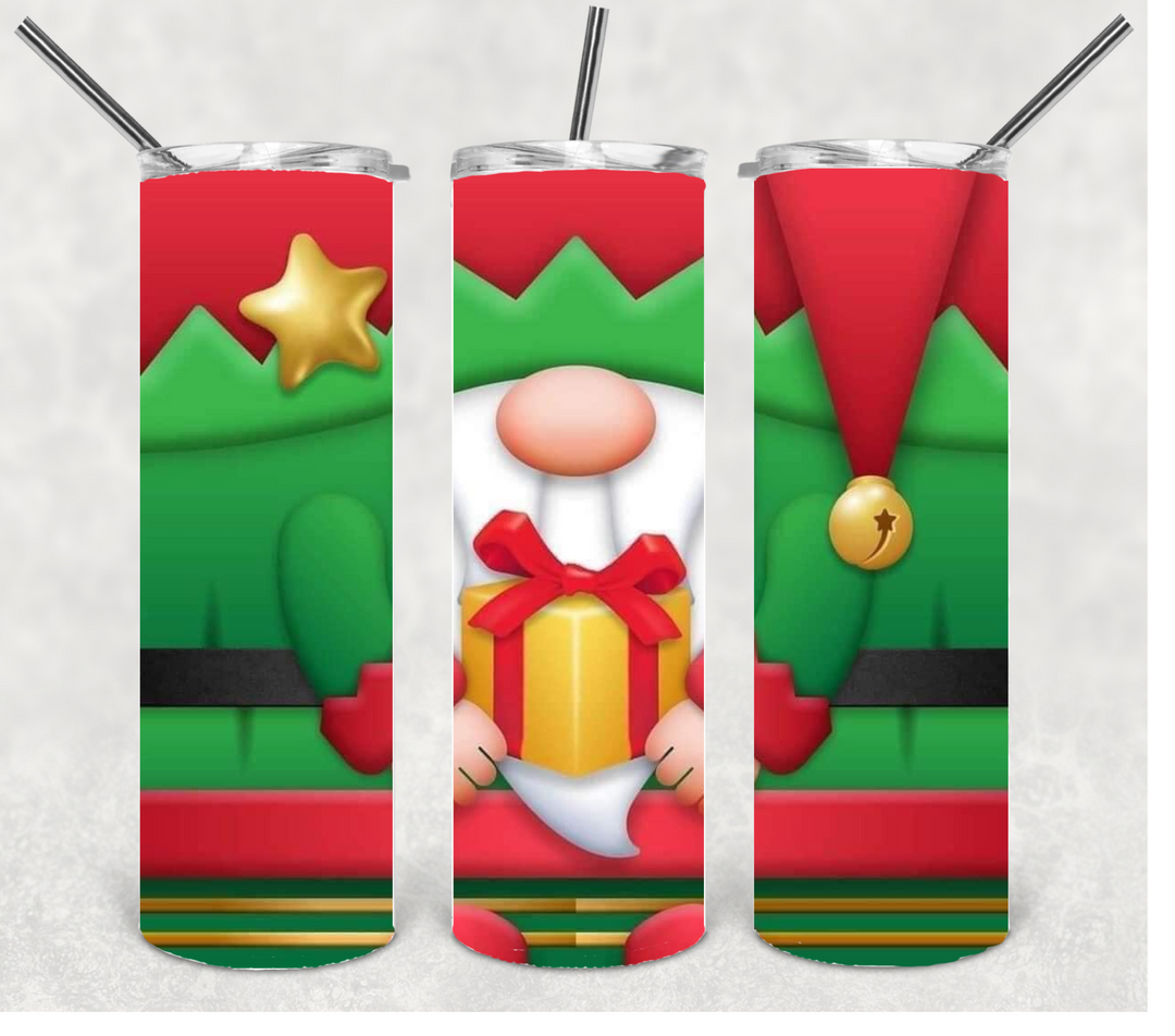 Christmas Gnome Tumbler, Christmas Tumbler, 20 oz Skinny Tumblers
