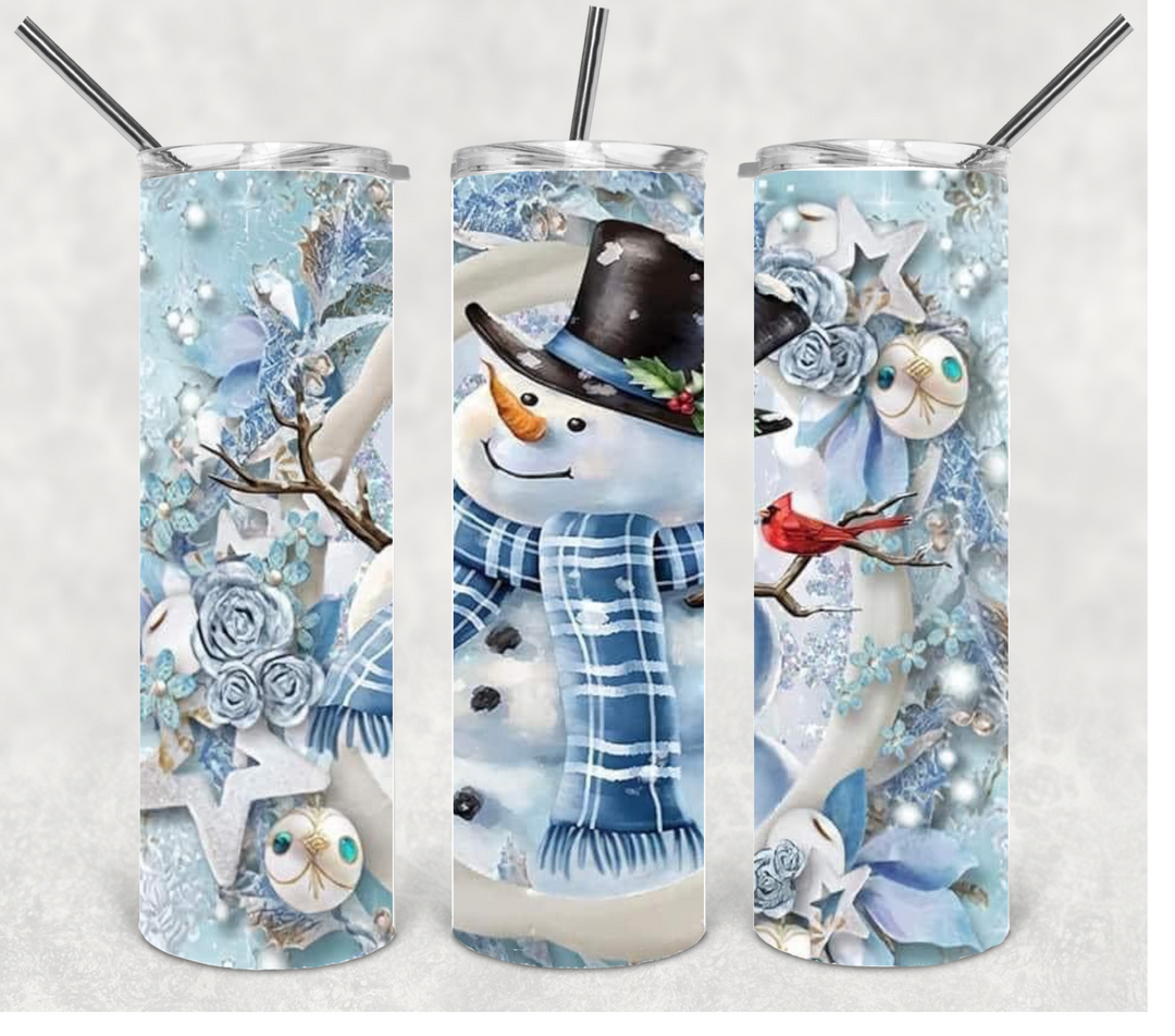 Christmas Snowman Tumbler, Christmas Tumbler, 20 oz Skinny Tumbler