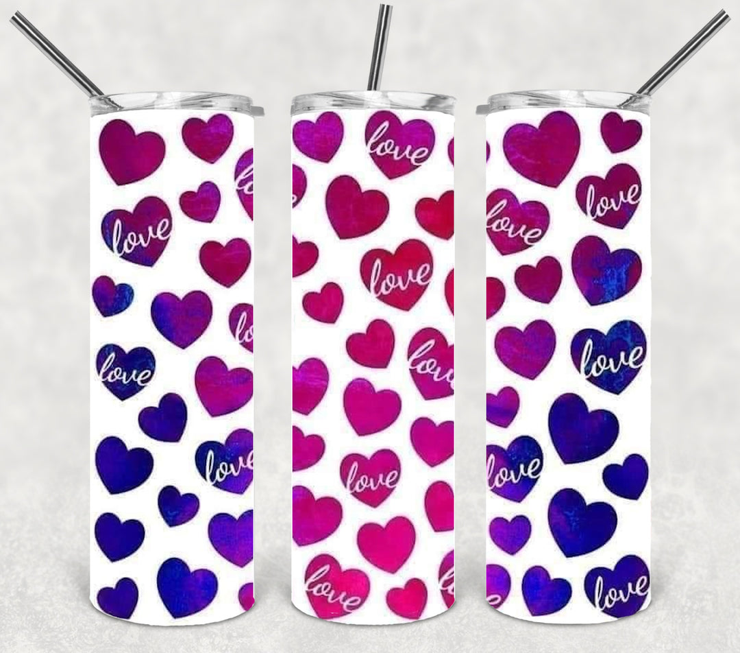 Valentine's Tumbler, Vibrant Heart Tumbler, Love Tumbler, 20 oz Tumbler