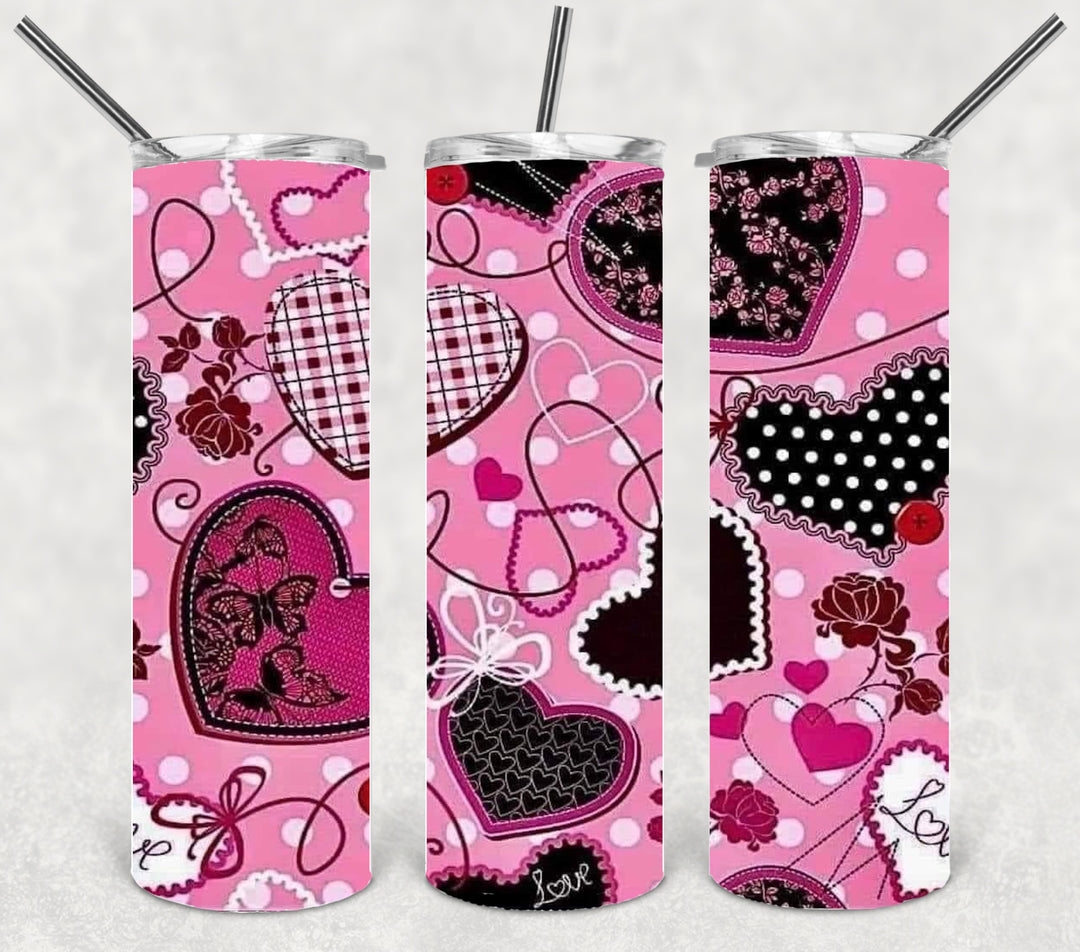 Valentine's Tumbler, Vibrant Heart Tumbler, Love Tumbler, 20 oz Tumbler