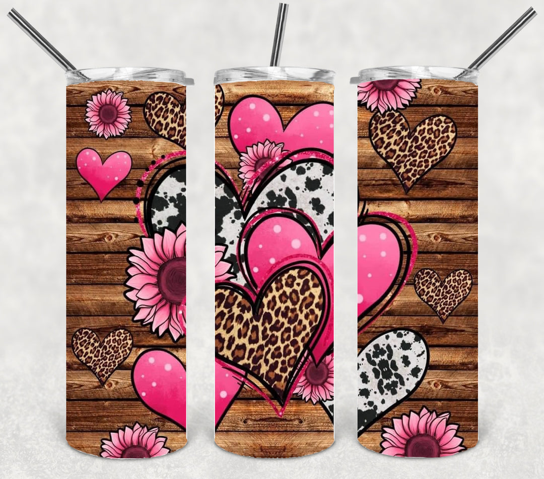 Valentine's Tumbler, Vibrant Heart Tumbler, Love Tumbler, 20 oz Tumbler