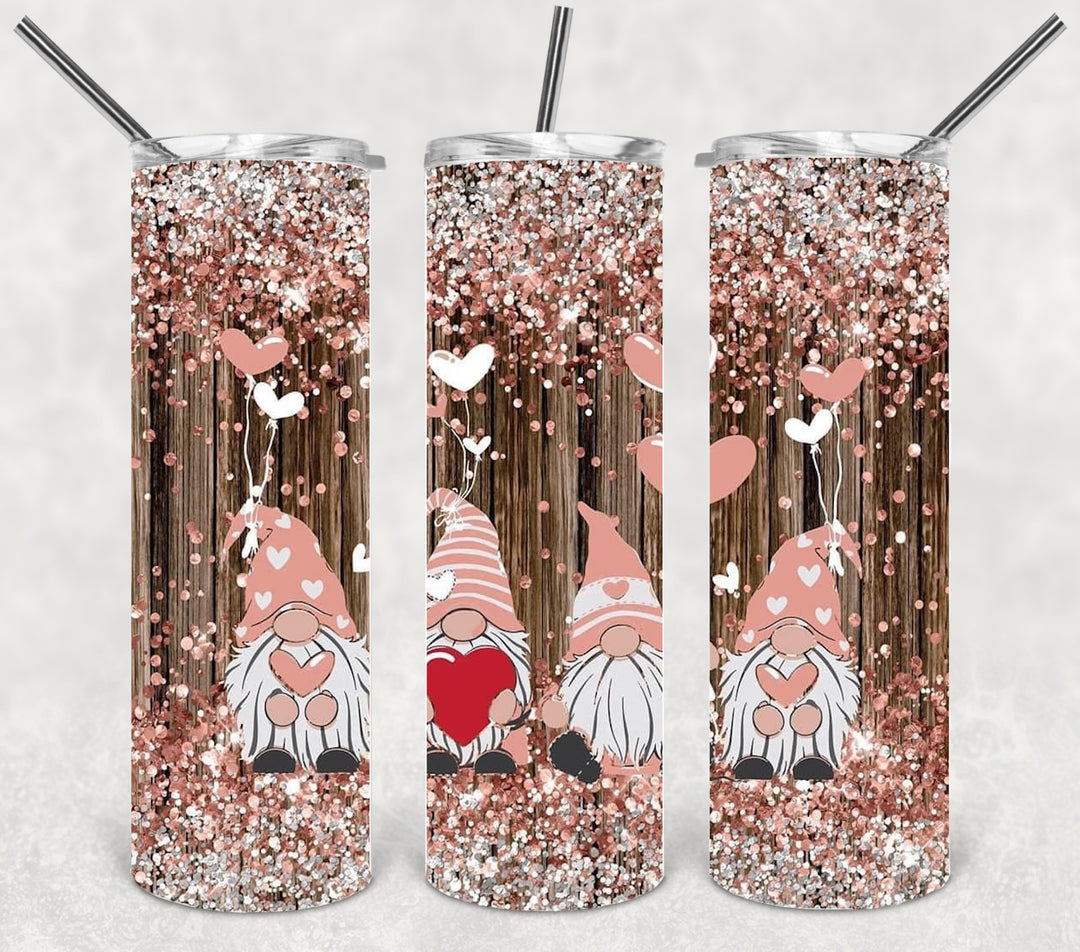 Valentine's Tumbler, Gnome Heart Tumbler, Love Tumbler, 20 oz Tumbler