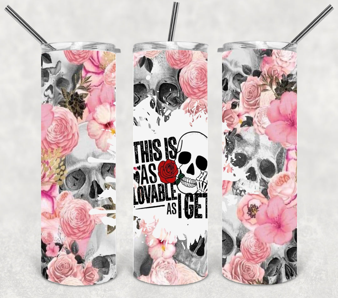 Valentine's Tumbler, Heart Skull Tumbler, Love Tumbler, 20 oz Tumbler