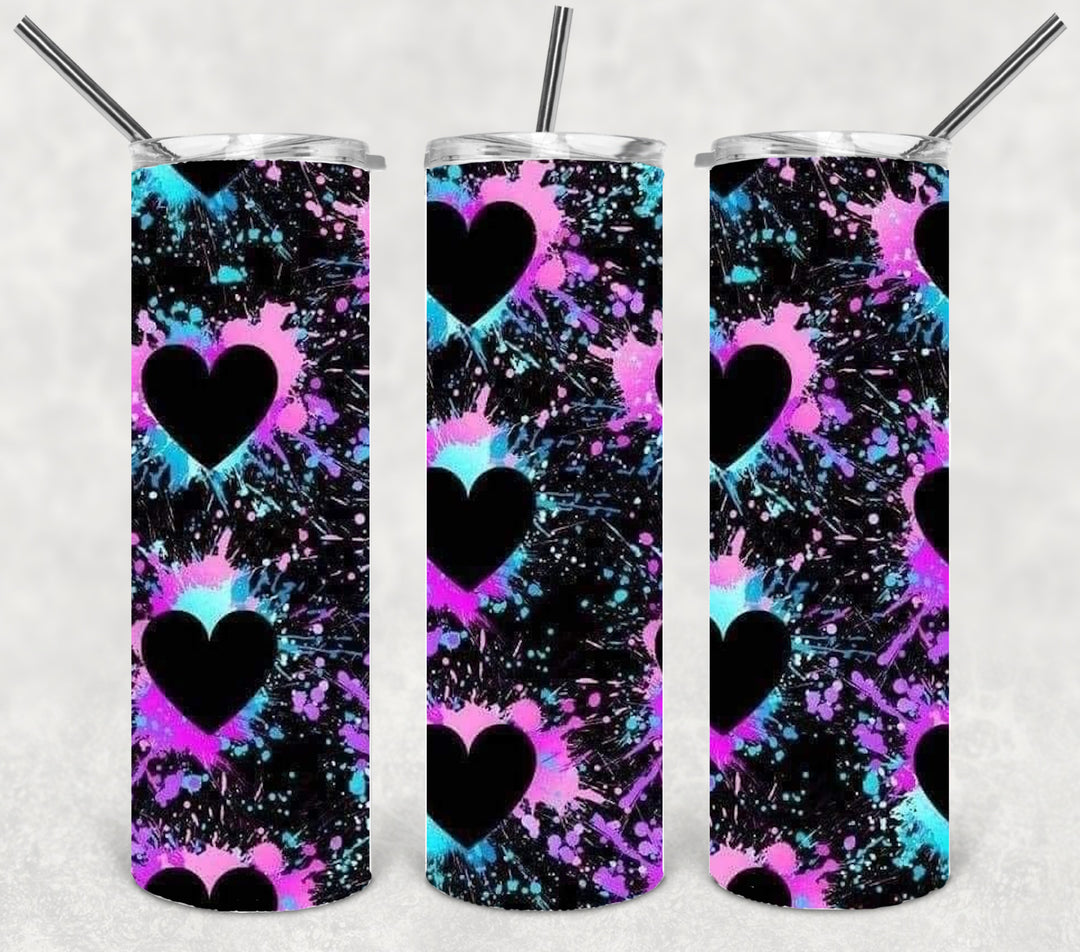 Valentine's Tumbler, Vibrant Heart Tumbler, Love Tumbler, 20 oz Tumbler