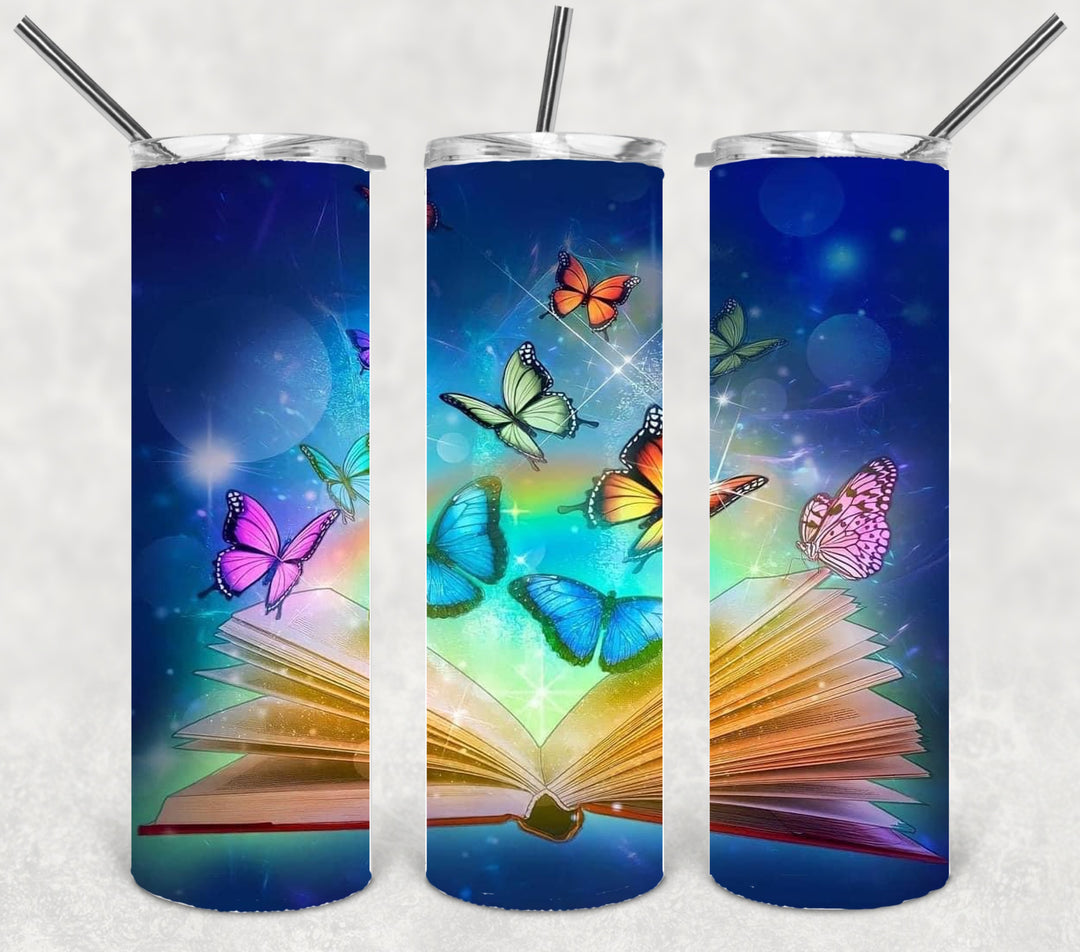 Butterfly Tumbler, Butterfly and Book Tumbler