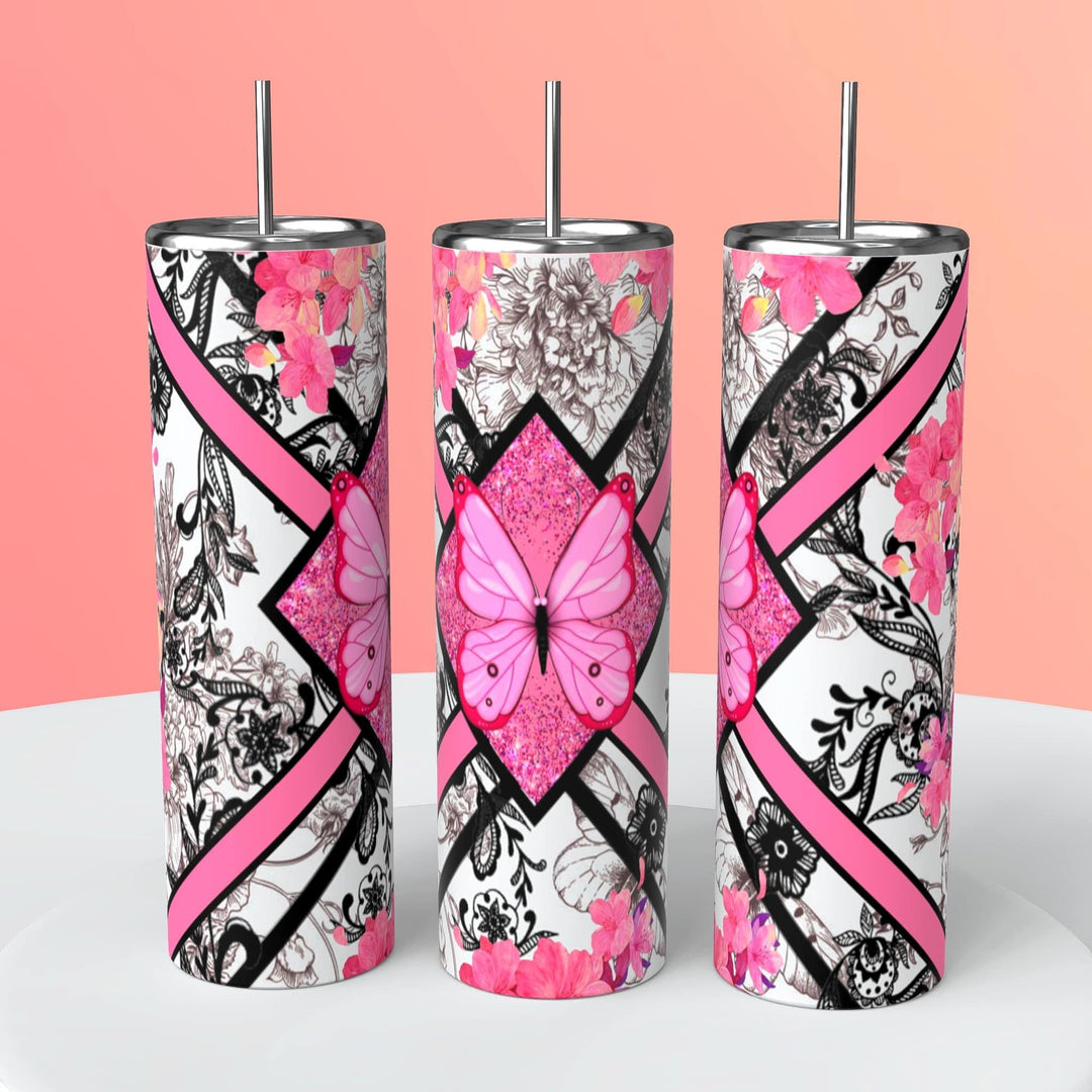 Butterfly Tumbler, Pink Butterfly Tumbler