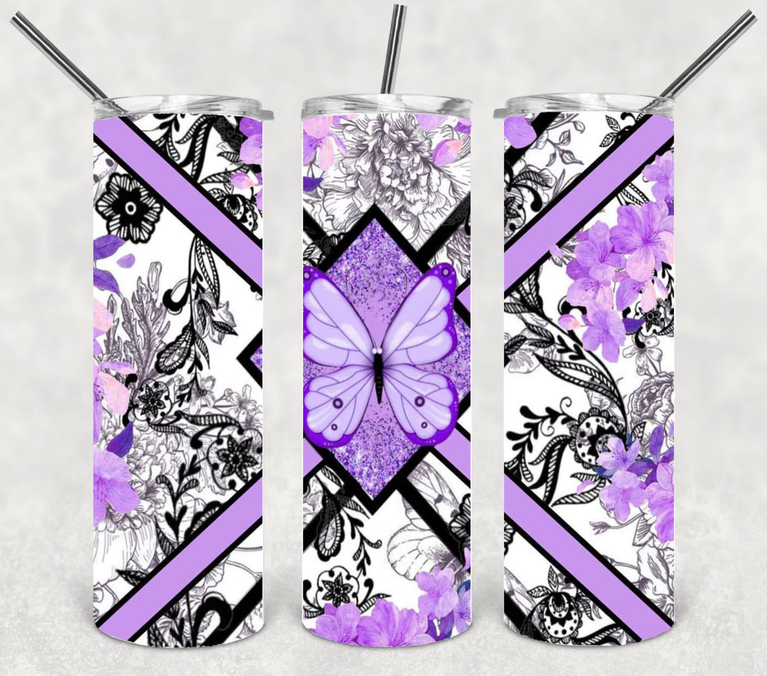 Butterfly Tumbler, Purple Butterfly Tumbler