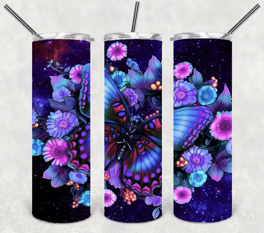 Butterfly Tumbler, Bright Butterflies