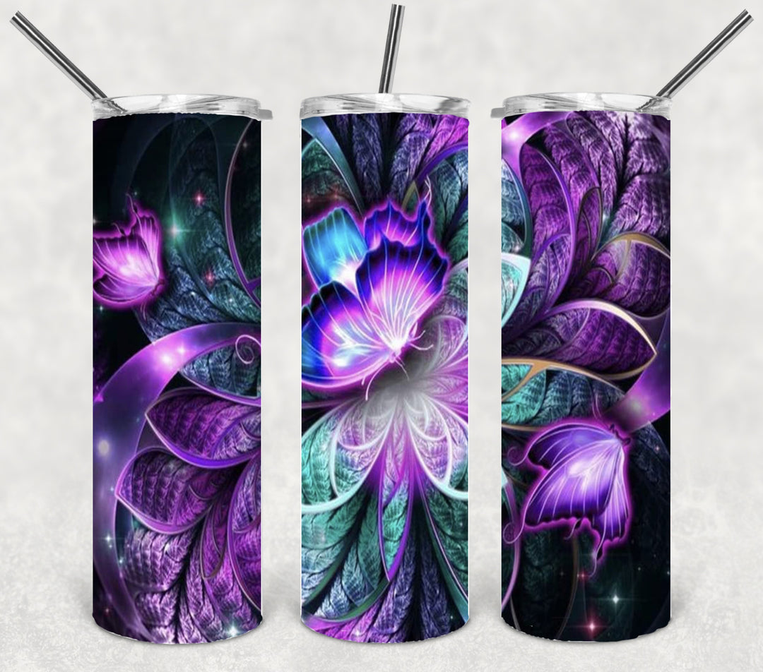 Butterfly Tumbler, Bright Butterflies, Vibrant Butterflies