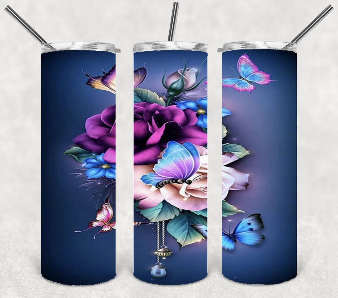 Butterfly Tumbler, Bright Butterflies, Vibrant Butterflies