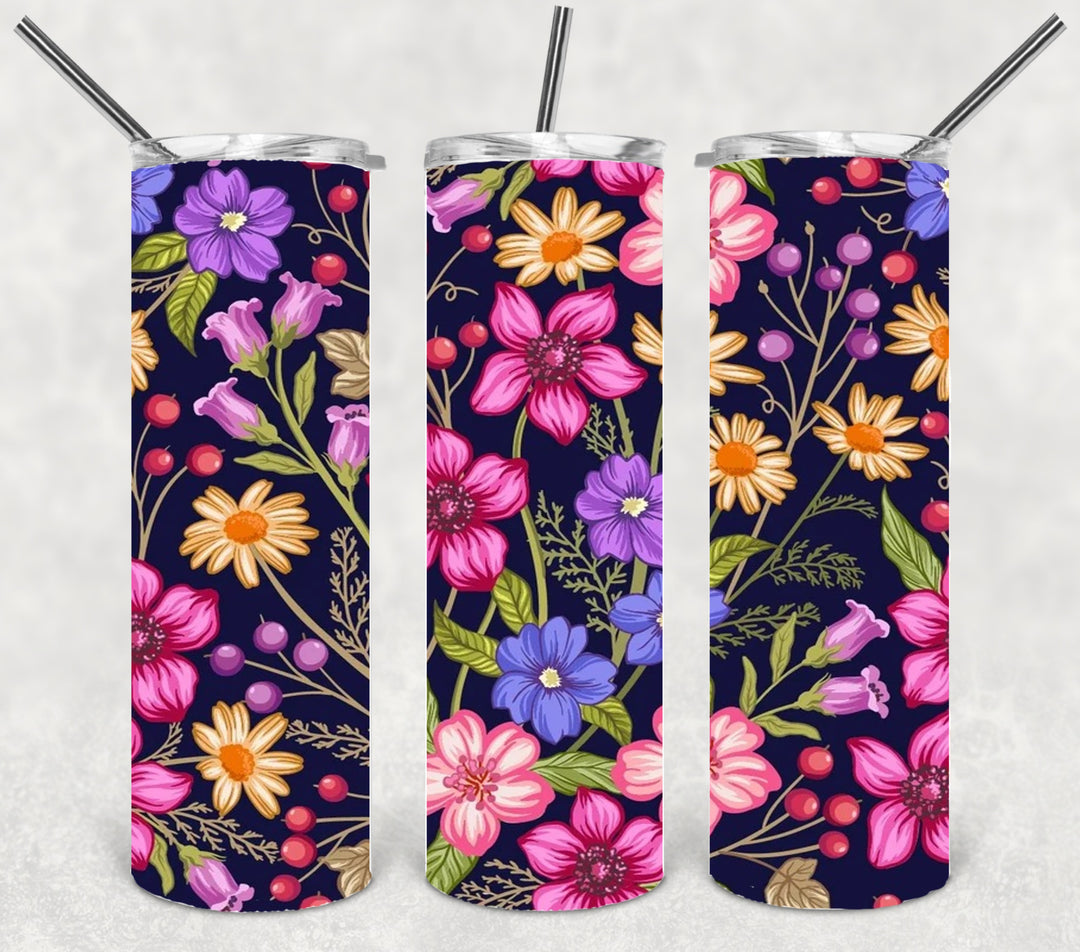 Vibrant Flower Tumbler, Bright Flowers, Vibrant Flower Tumbler