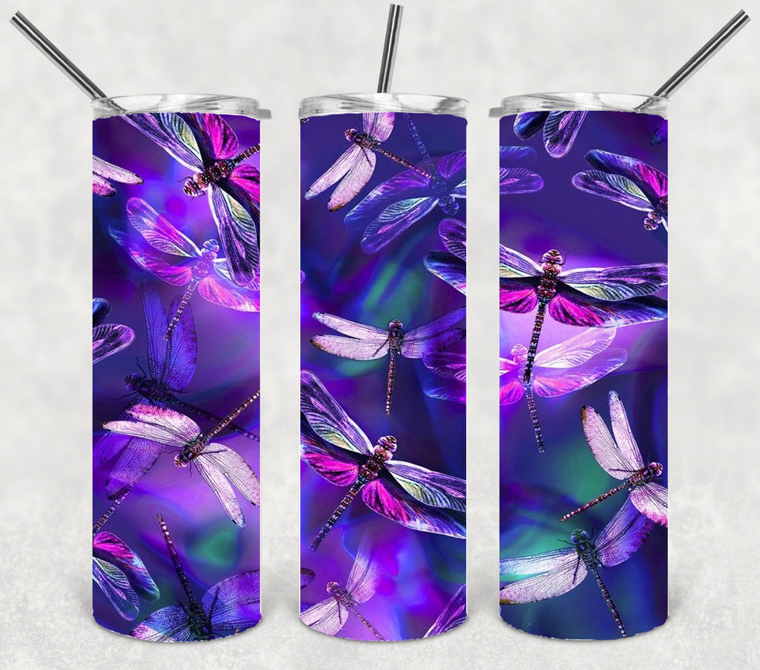 Dragonfly Tumbler, Bright Dragonfly Tumbler, Vibrant Dragonflies