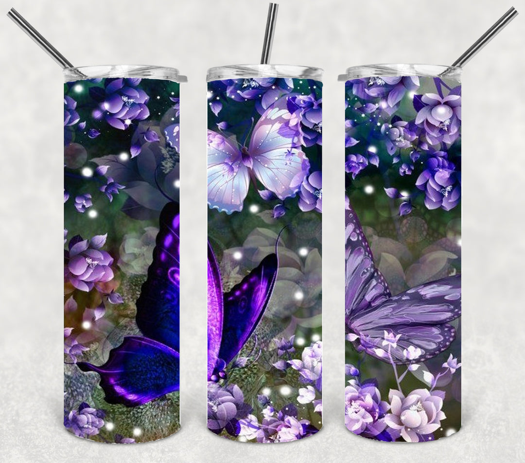 Butterfly Tumbler, Bright Butterflies, Vibrant Butterflies