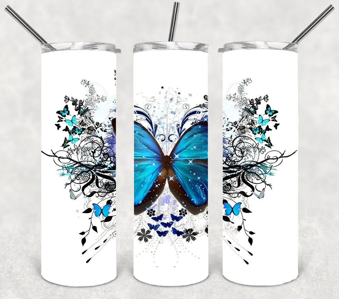 Butterfly Tumbler, Bright Butterflies, Vibrant Butterflies