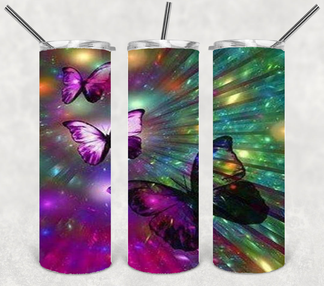 Butterfly Tumbler, Bright Butterflies, Vibrant Butterflies
