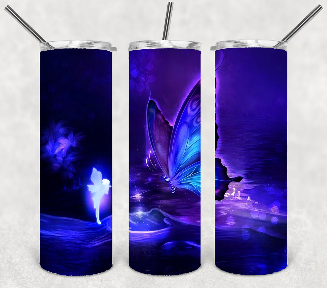 Butterfly Fairy Tumbler, Bright Butterflies, Vibrant Butterflies