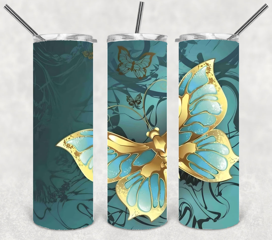 Butterfly Tumbler, Bright Butterflies, Vibrant Butterflies