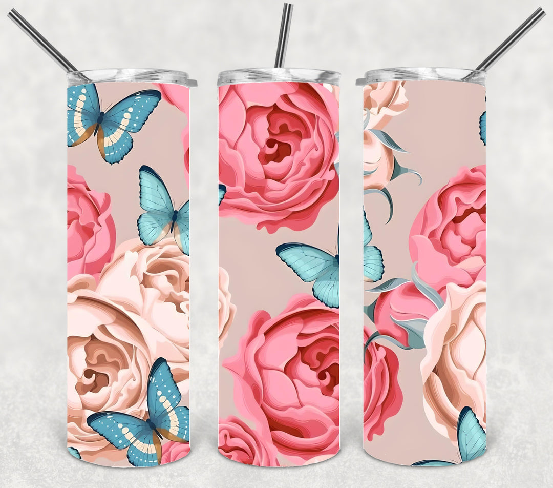 Butterfly Tumbler, Bright Butterflies, Vibrant Butterflies
