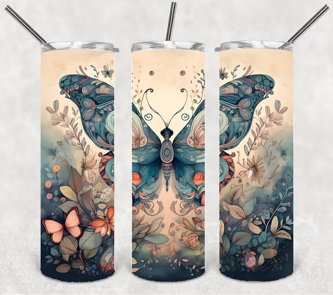 Butterfly Tumbler, Bright Butterflies, Vibrant Butterflies