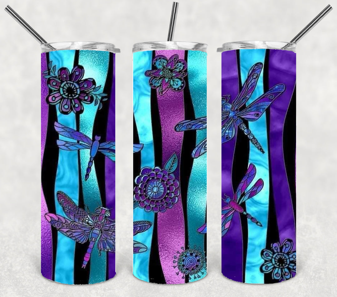3D Vibrant Dragonfly Tumbler, 3D Vibrant Tumbler, 3D Tumbler, 20 oz Skinny Tumbler