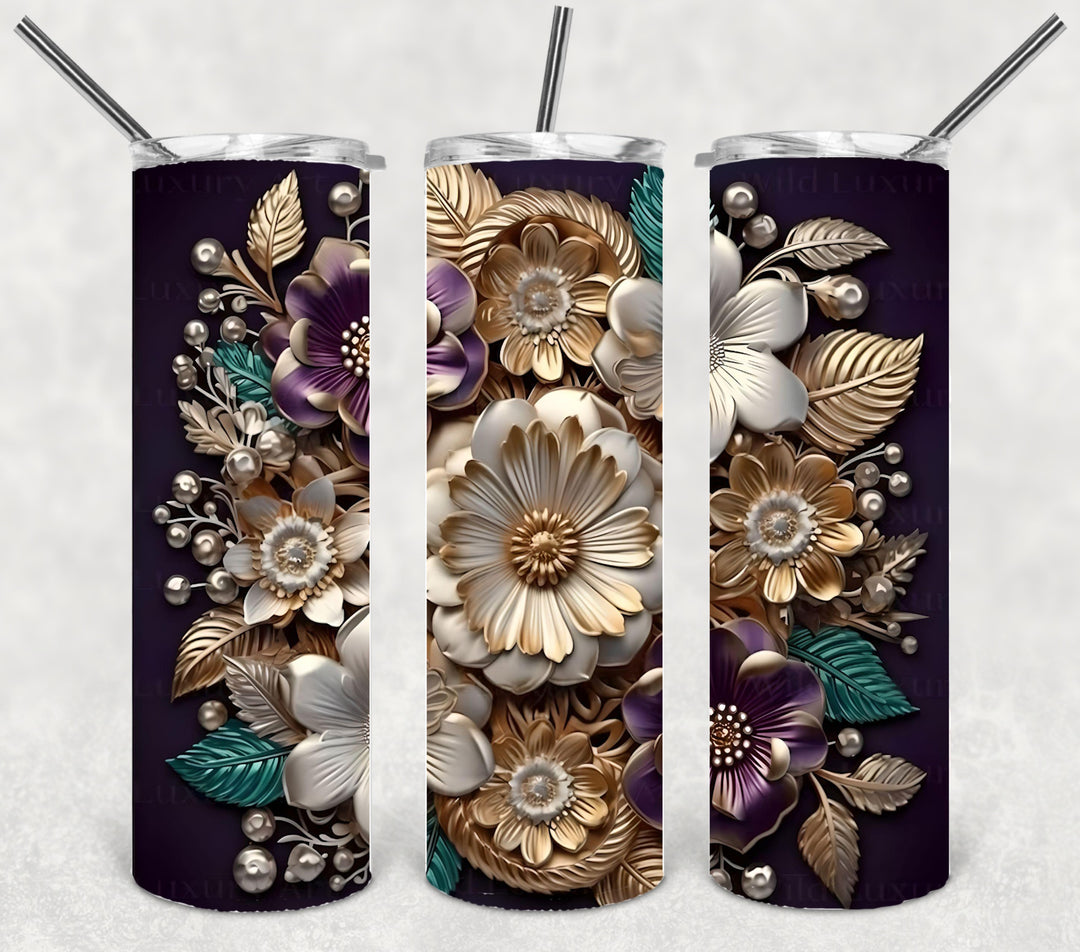 3D Flower Tumbler, 20 oz Skinny Tumbler