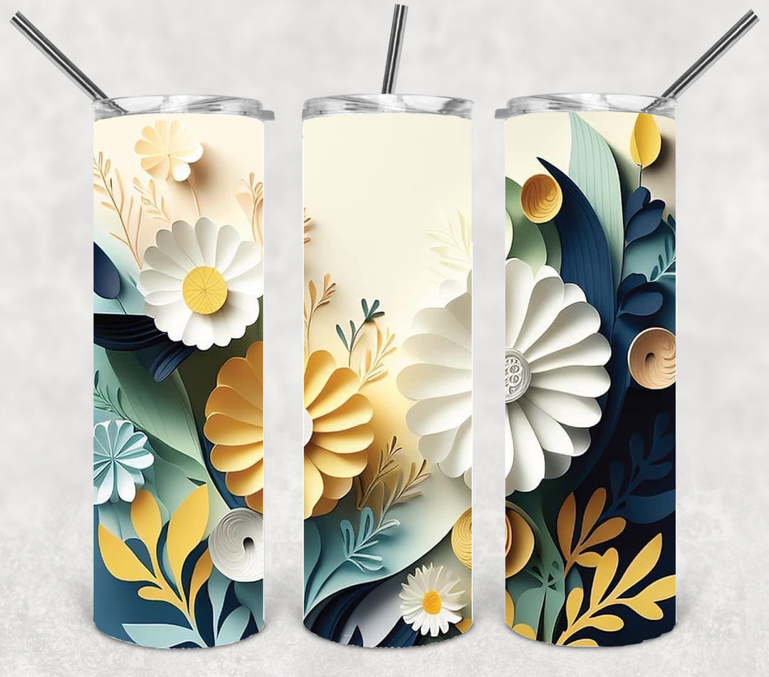 3D Flower Tumbler, 20 oz Skinny Tumbler