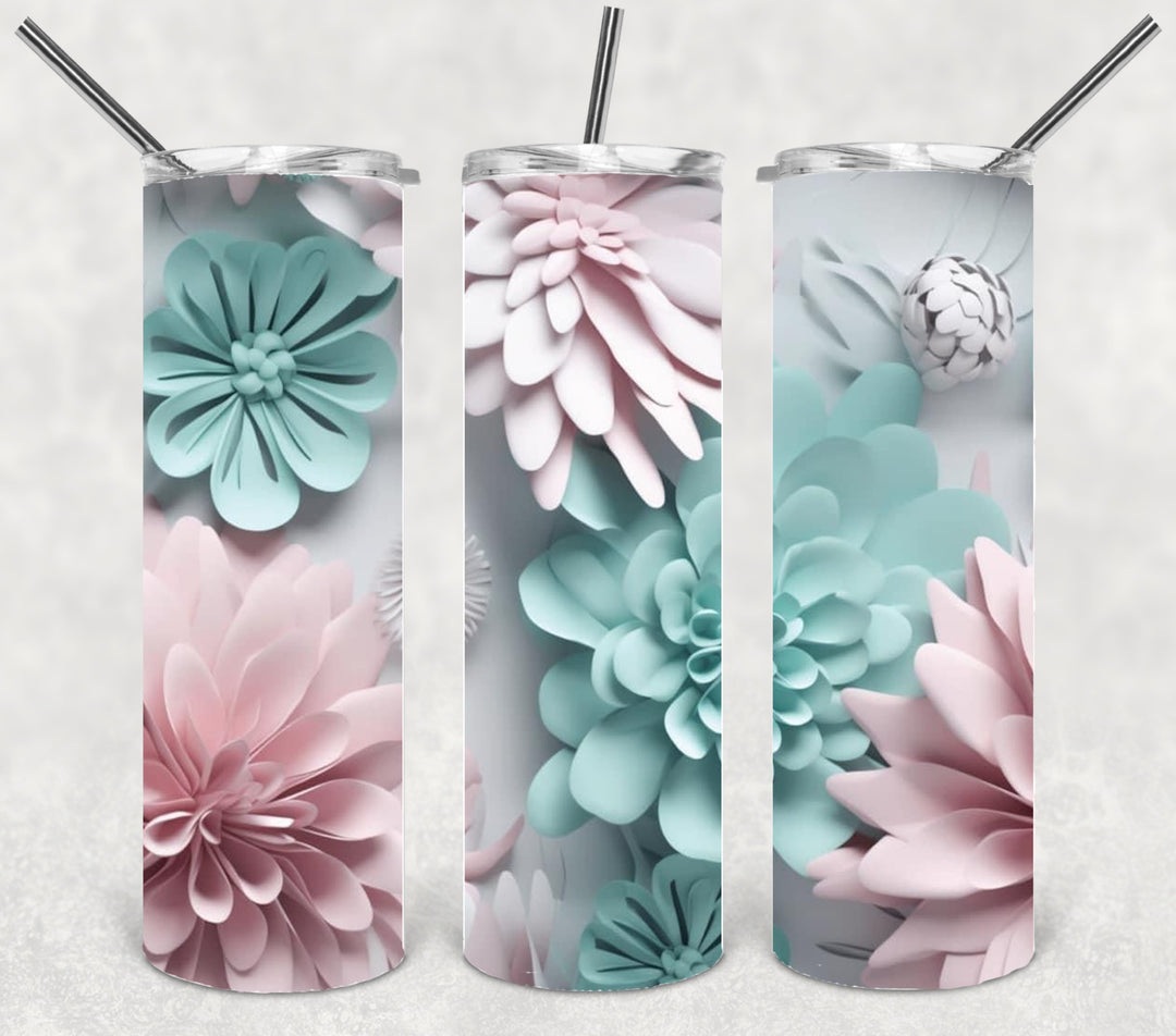 3D Flower Tumbler, Flower Tumbler, 20 oz Skinny Tumbler