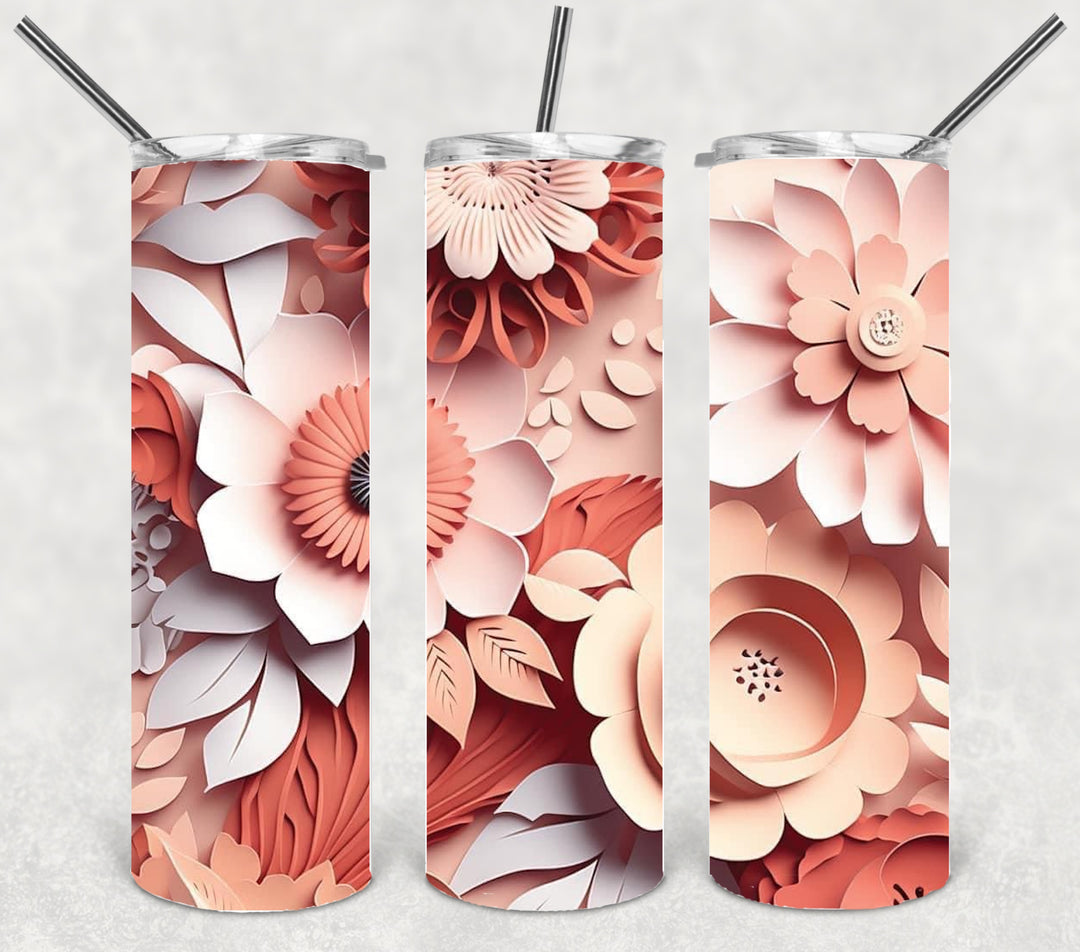 3D Flower Tumbler, Flower Tumbler, 20 oz Skinny Tumbler