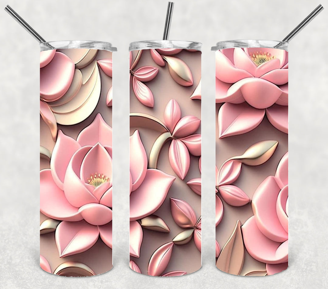 3D Flower Tumbler, Flower Tumbler, 20 oz Skinny Tumbler