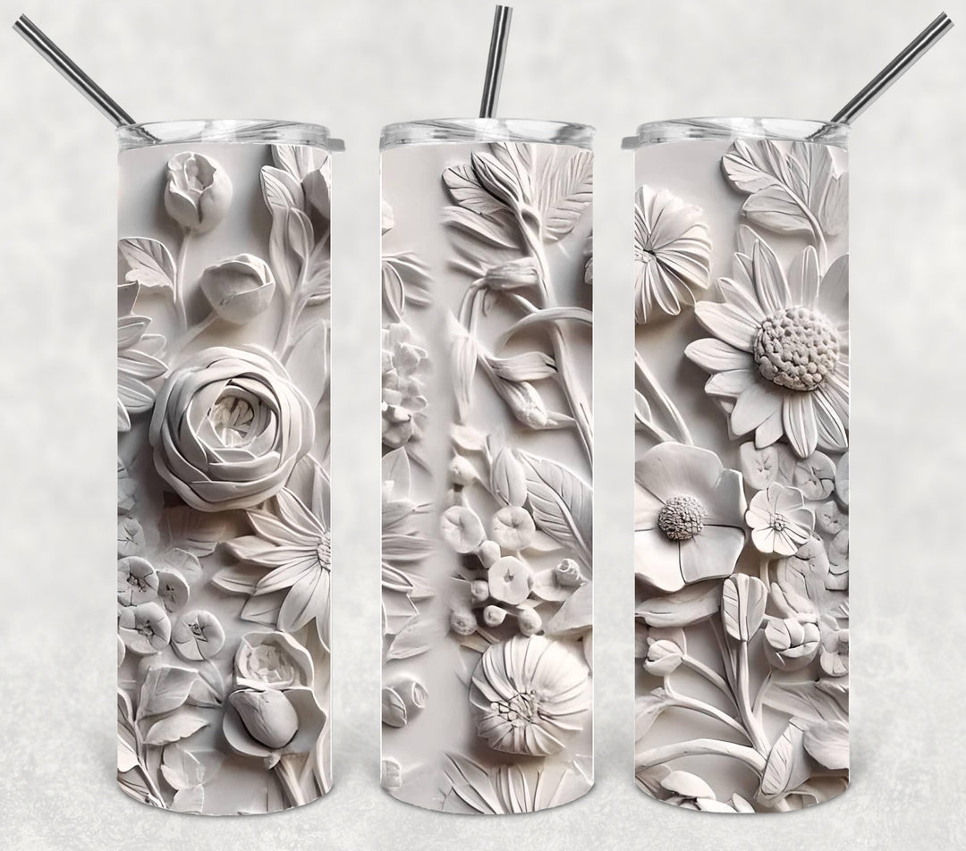 3D Flower Tumbler, Flower Tumbler, 20 oz Skinny Tumbler
