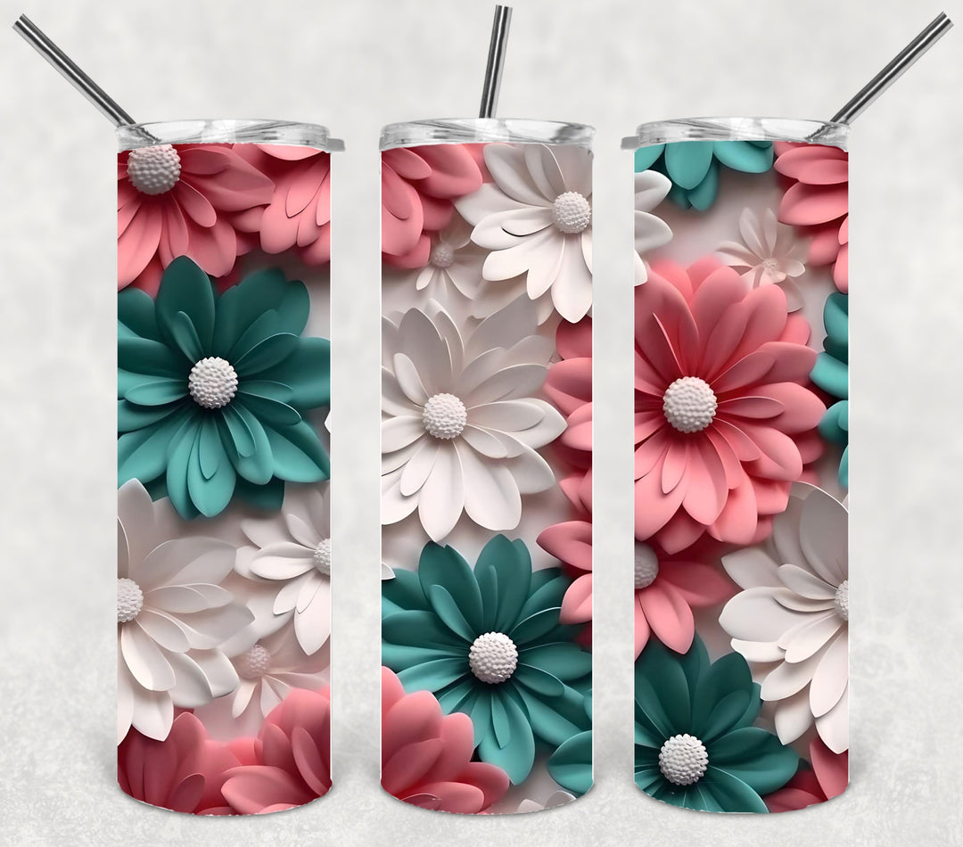3D Flower Tumbler, Flower Tumbler, 20 oz Skinny Tumbler