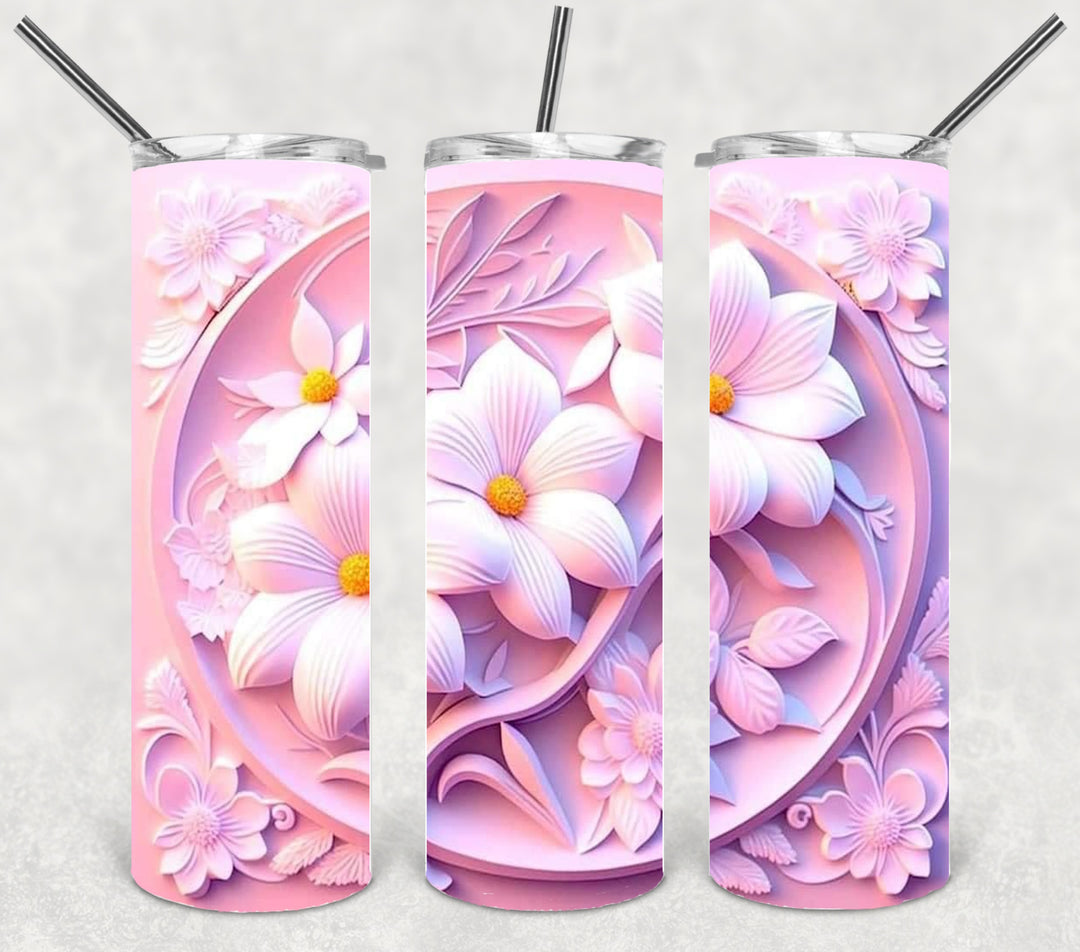 3D Flower Tumbler, Flower Tumbler, 3D Tumbler, 20 oz Skinny Tumbler