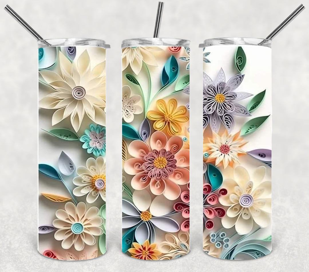 3D Flower Tumbler, Flower Tumbler, 3D Tumbler, 20 oz Skinny Tumbler
