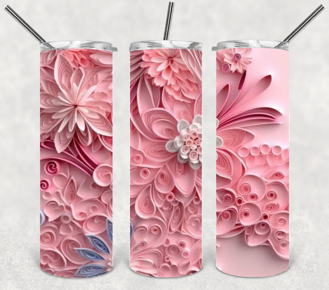 3D Flower Tumbler, Flower Tumbler, 3D Tumbler, 20 oz Skinny Tumbler