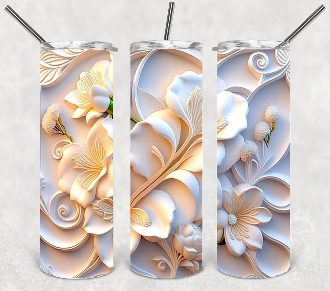 3D Flower Tumbler, Flower Tumbler, 3D Tumbler, 20 oz Skinny Tumbler