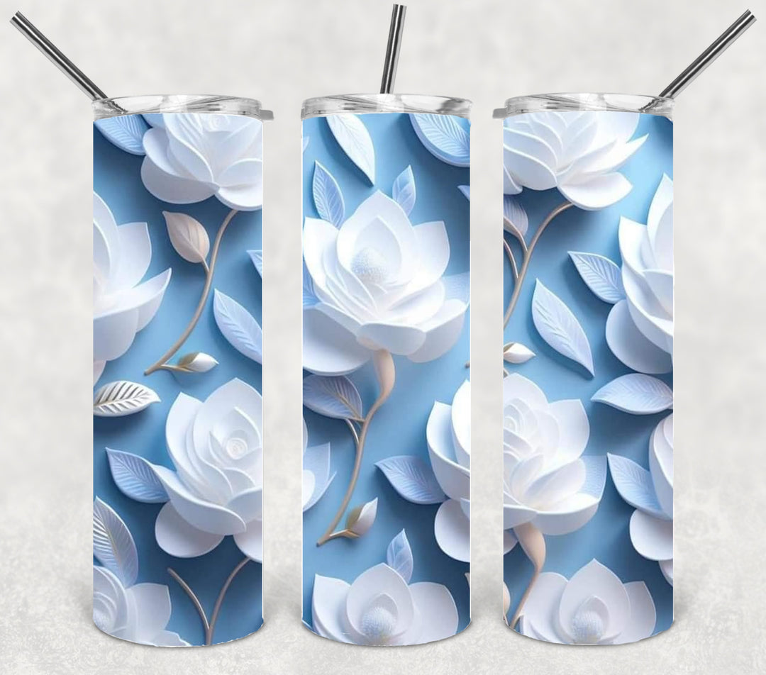 3D Flower Tumbler, Flower Tumbler, 3D Tumbler, 20 oz Skinny Tumbler