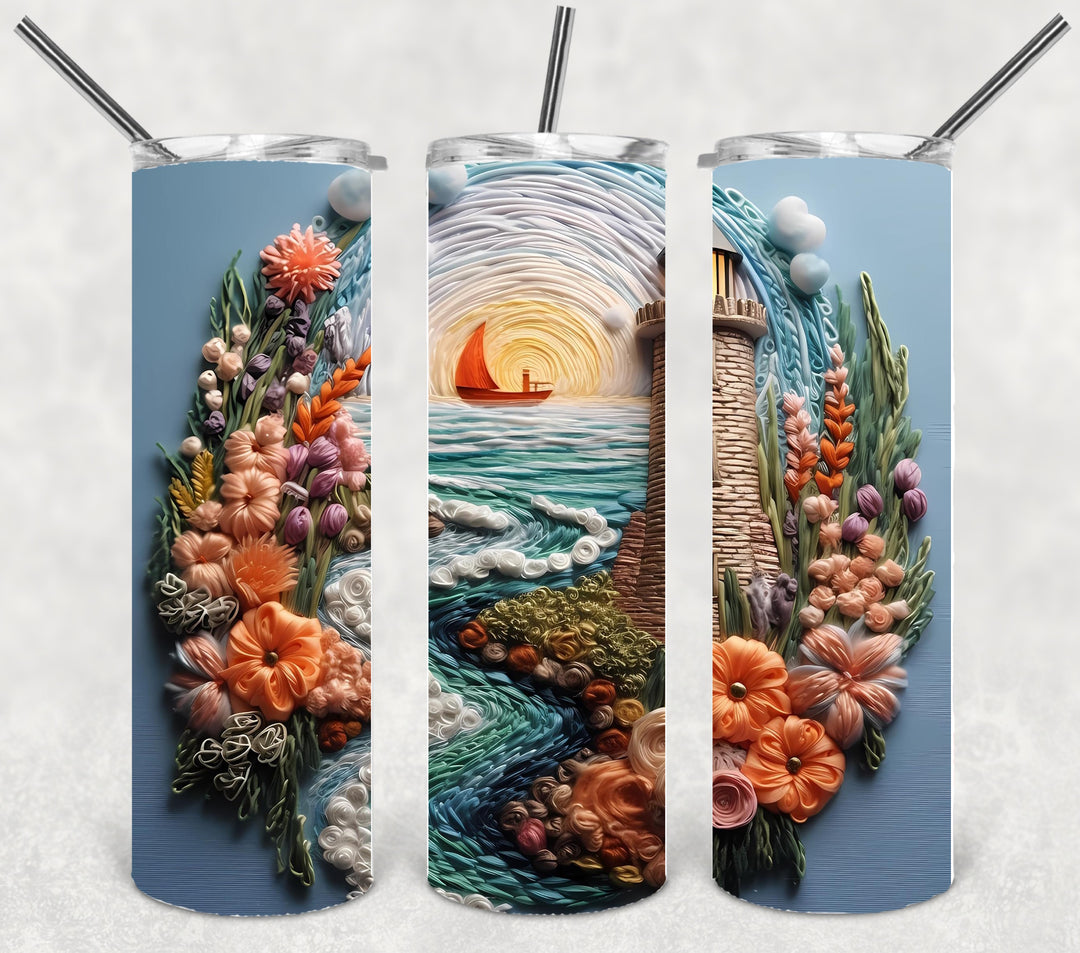3D Lighthouse Tumbler, 20 oz Skinny Tumbler