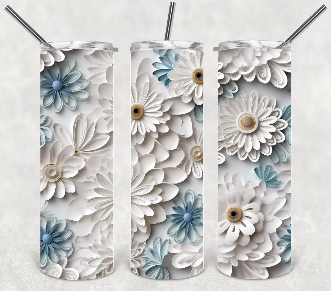 3D Flower Tumbler, Flower Tumbler, 3D Tumbler, 20 oz Skinny Tumbler
