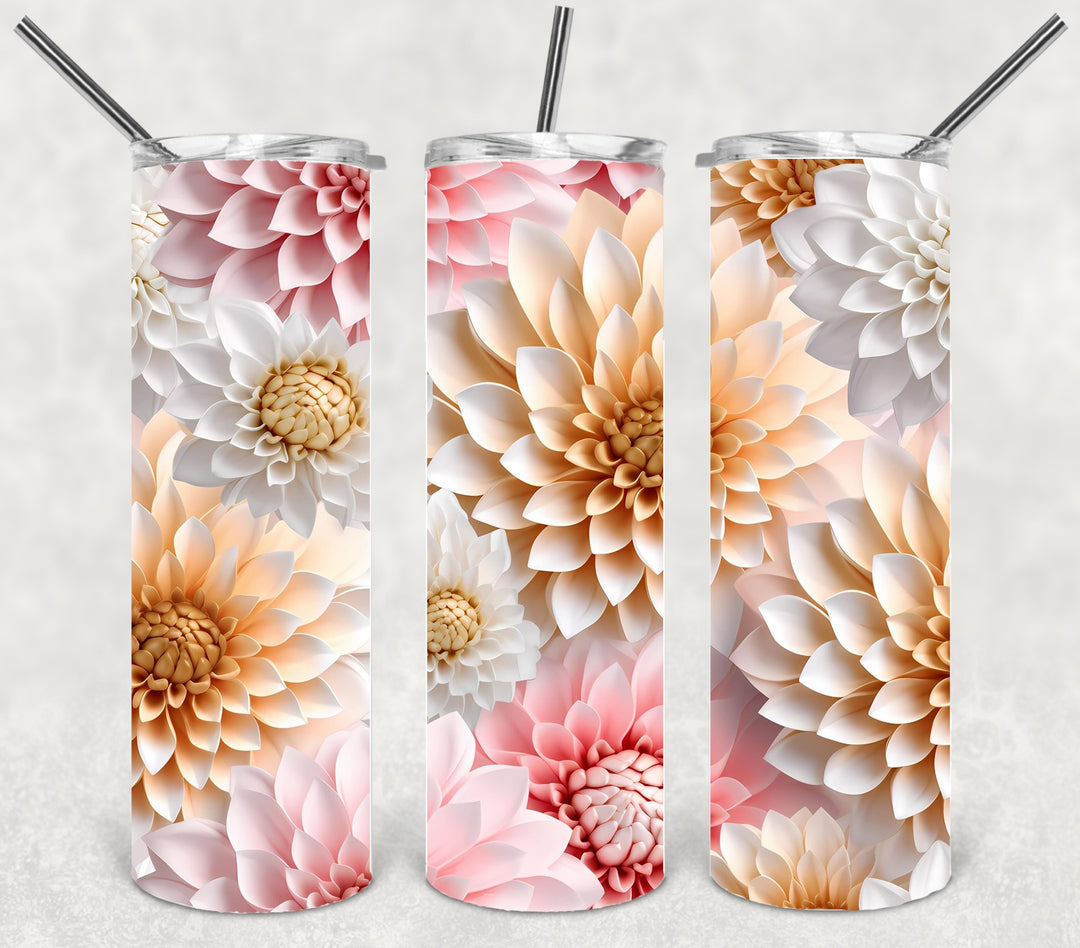 3D Flower Tumbler, Flower Tumbler, 3D Tumbler, 20 oz Skinny Tumbler