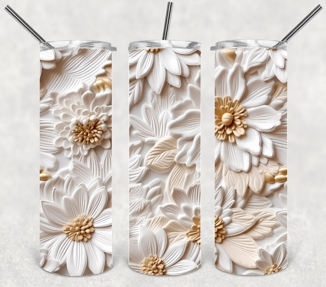 3D Flower Tumbler, Flower Tumbler, 3D Tumbler, 20 oz Skinny Tumbler