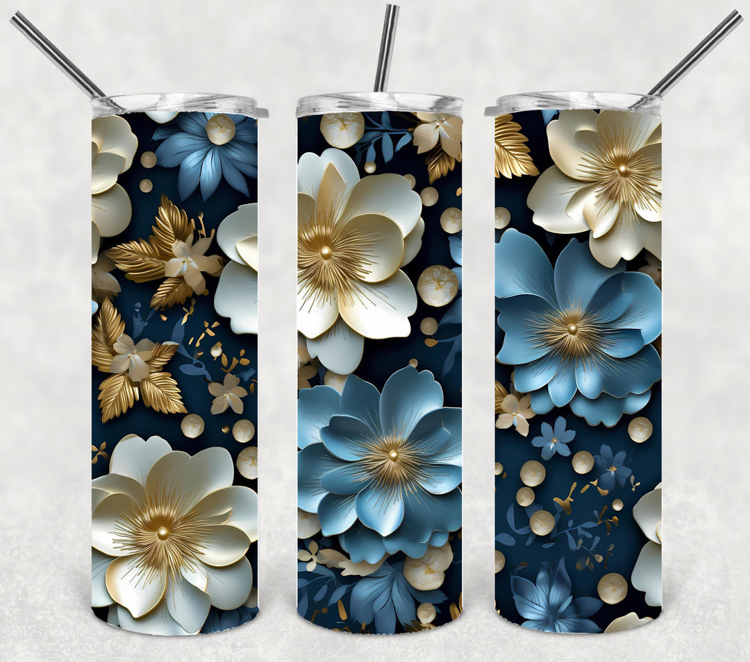 3D Flower Tumbler, Flower Tumbler, 3D Tumbler, 20 oz Skinny Tumbler