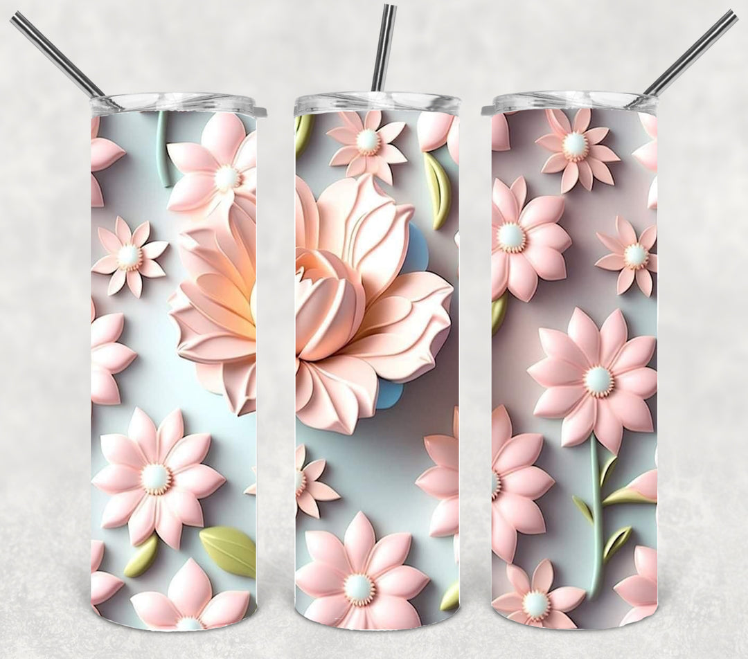 3D Flower Tumbler, Flower Tumbler, 3D Tumbler, 20 oz Skinny Tumbler