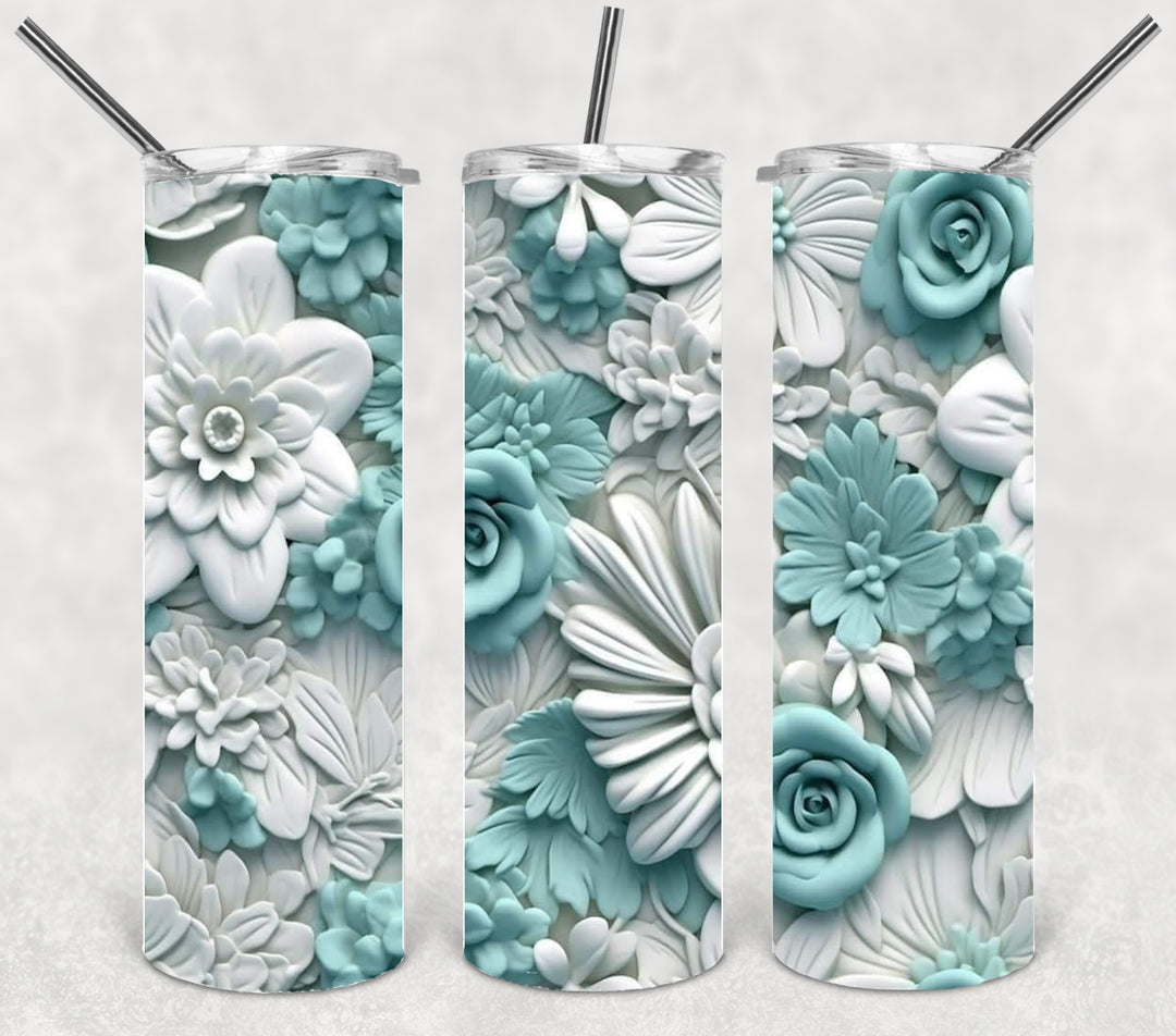 3D Flower Tumbler, Flower Tumbler, 3D Tumbler, 20 oz Skinny Tumbler