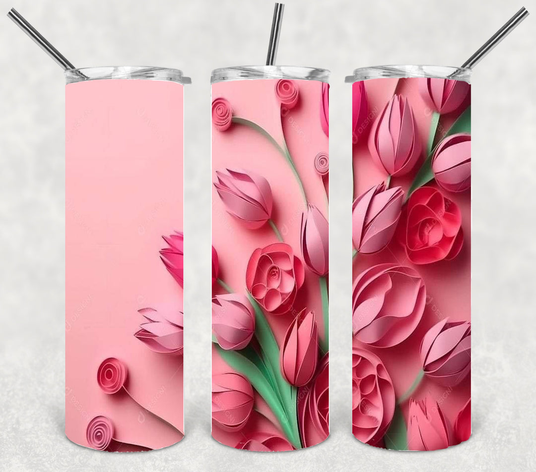 3D Flower Tumbler, Flower Tumbler, 3D Tumbler, 20 oz Skinny Tumbler