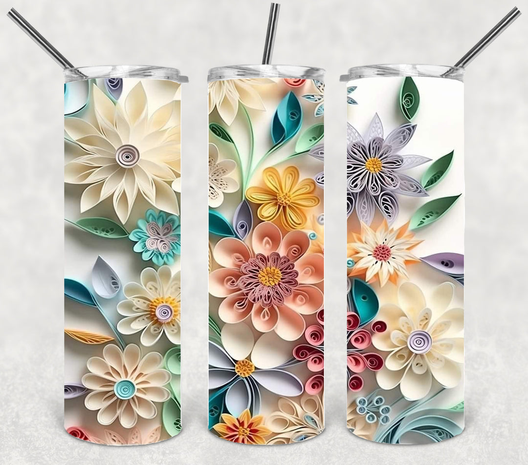 3D Flower Tumbler, Flower Tumbler, 3D Tumbler, 20 oz Skinny Tumbler