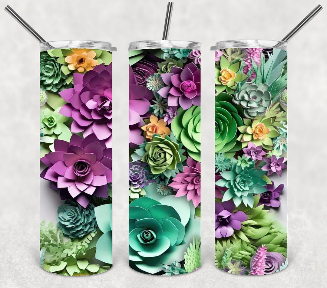 3D Flower Tumbler, Flower Tumbler, 3D Tumbler, 20 oz Skinny Tumbler